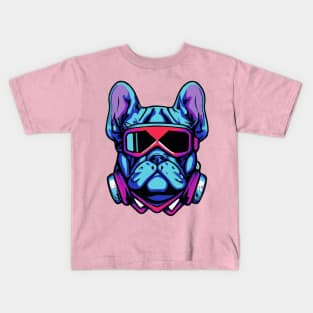 Synthwave French Bulldog Dog Lover Frenchie Kids T-Shirt